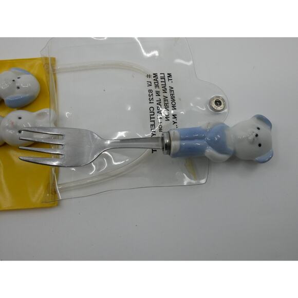 VTG Lillian Vernon Child's Ceramic/Stainless Steel Flatware Set 3 pc animals - Picture 6 of 6